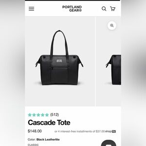 Portland Gear Black “Leatherlite”Travel Tote